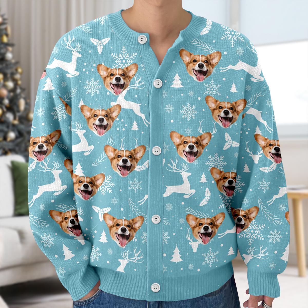 Custom Photo Christmas Ugly Cardigan For Dog Lover TH10 896577
