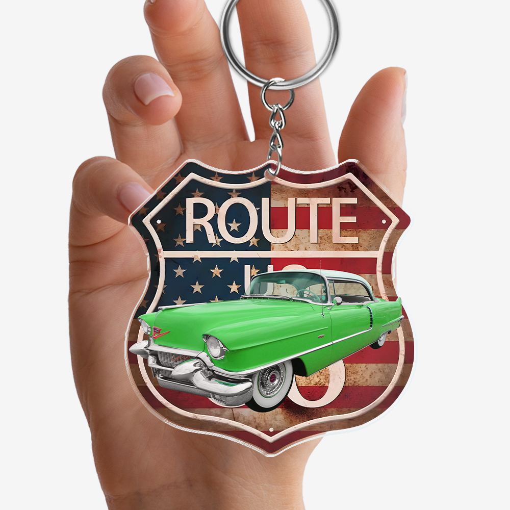 Custom Photo Route 66 Acrylic Keychain Gift For Car Lovers CH07 899142