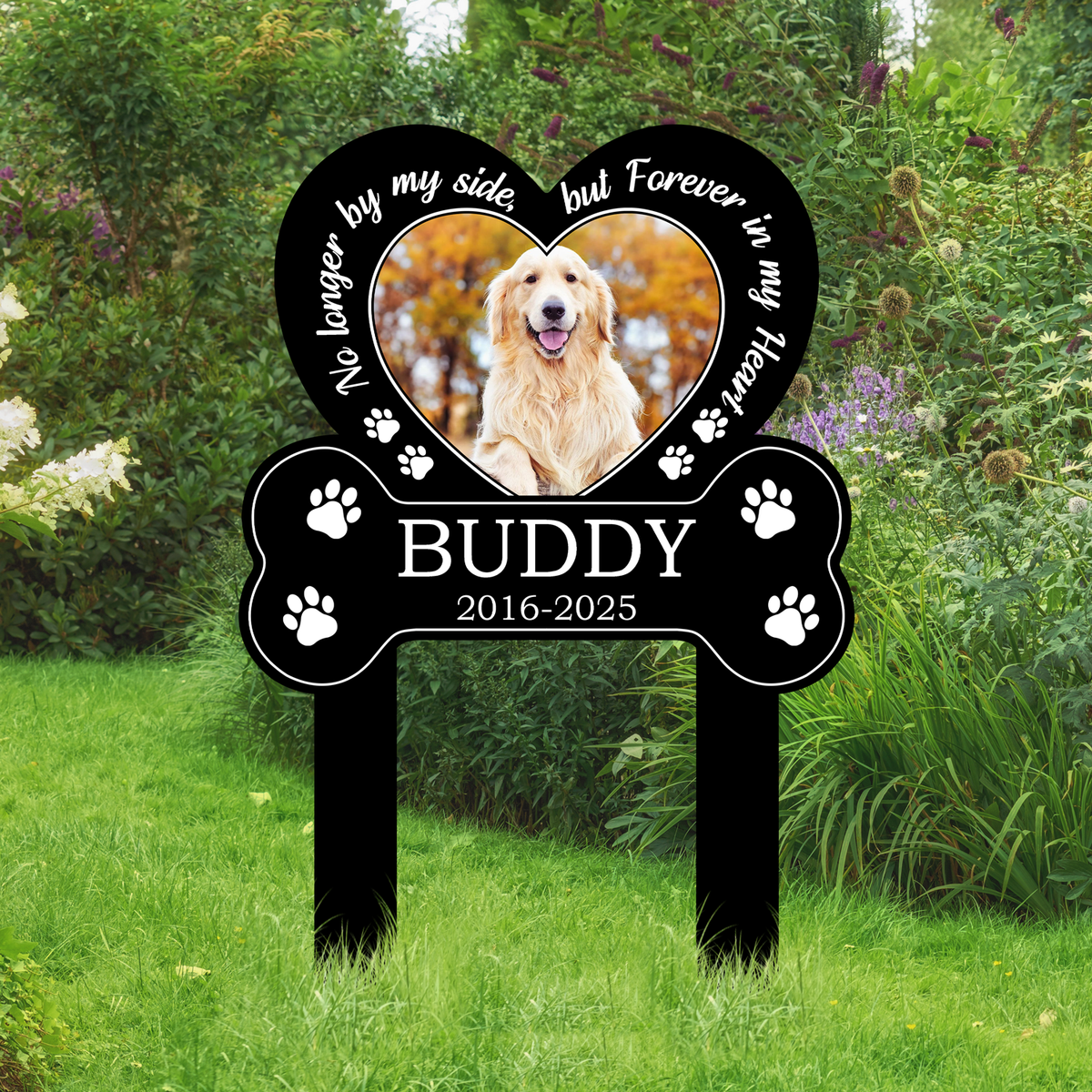 You Left Paw Prints on My Heart Custom Dog Photo Memorial Garden Stake CH07 911140