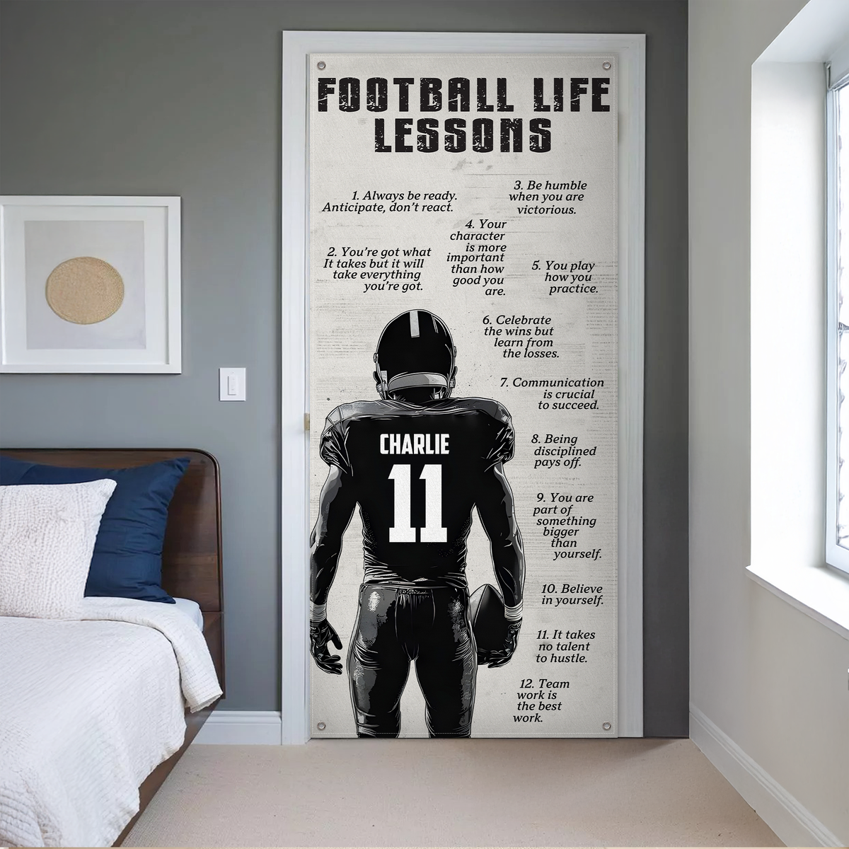 Football Life Lessons - Personalized Door Cover Gift for Football Lover CH07 899262