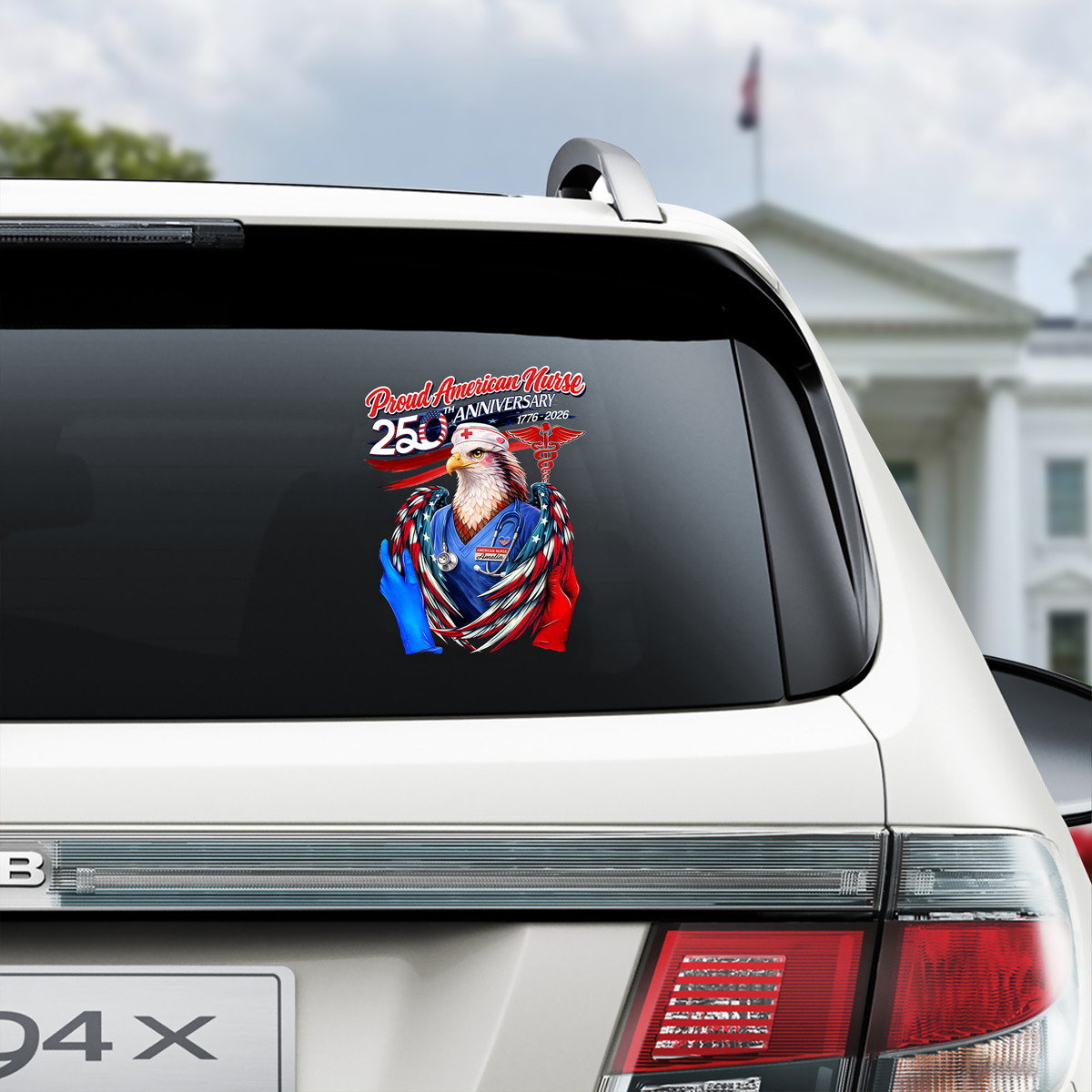 Personalized Name Proud American Nurse 250th Anniversary Car Window Decal Sticker LM32 899041