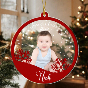 Custom Baby's First Christmas With Snowflake Wood And Acrylic Ornament HA75 897834