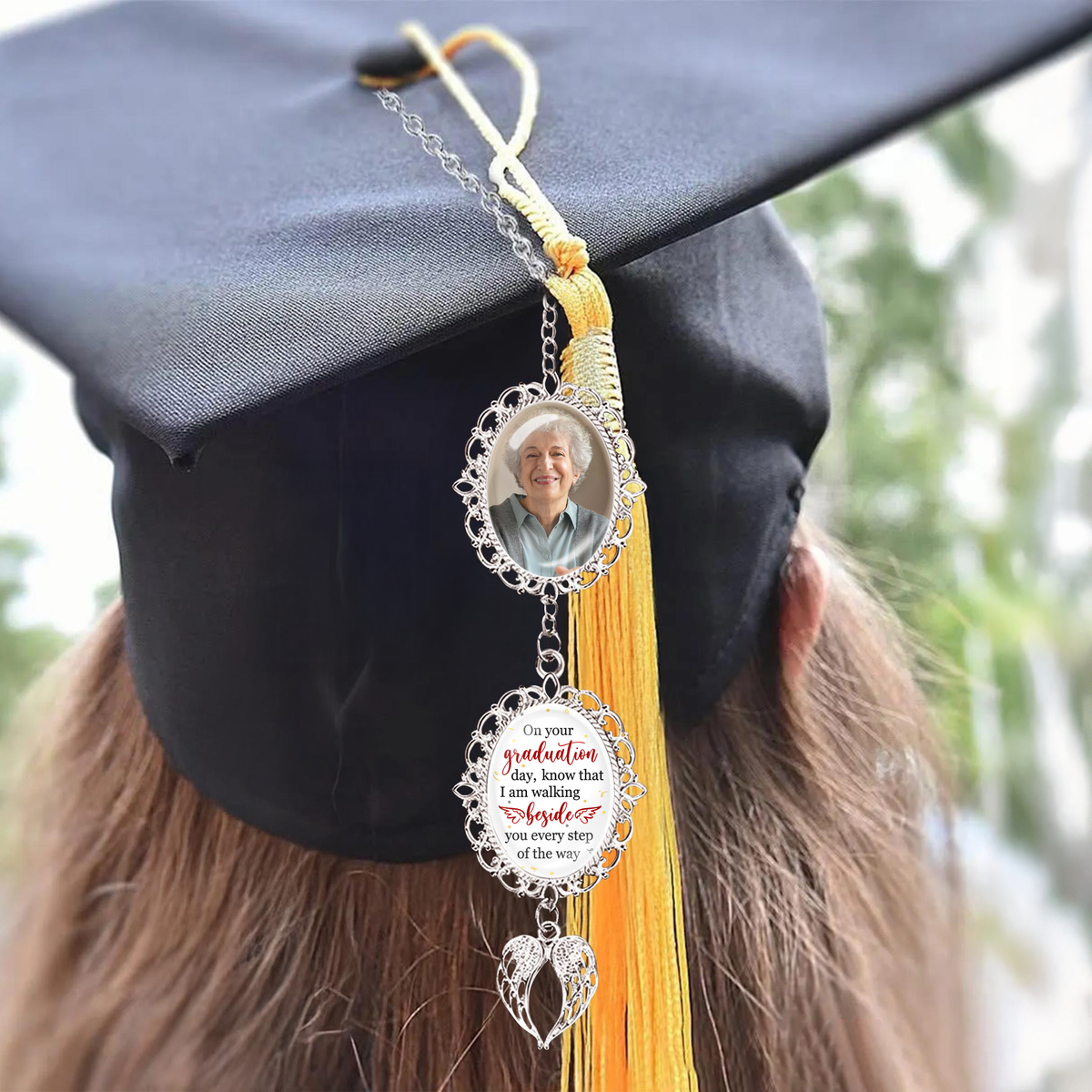 Custom Photo Graduation With Memorial Tassel Charm With Angel Wings HO82 901368