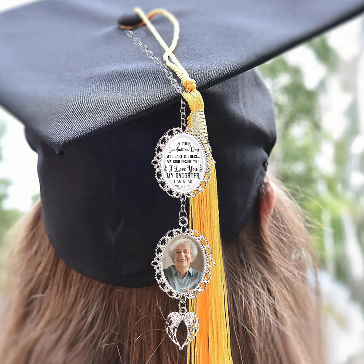 Custom Photo Graduation Tassel Charm With Angel Wings HO82 901366