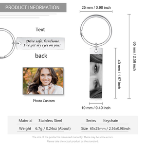 Custom Eyes Photo With Message Metal Keychain Valentine's Gift CH07 910424