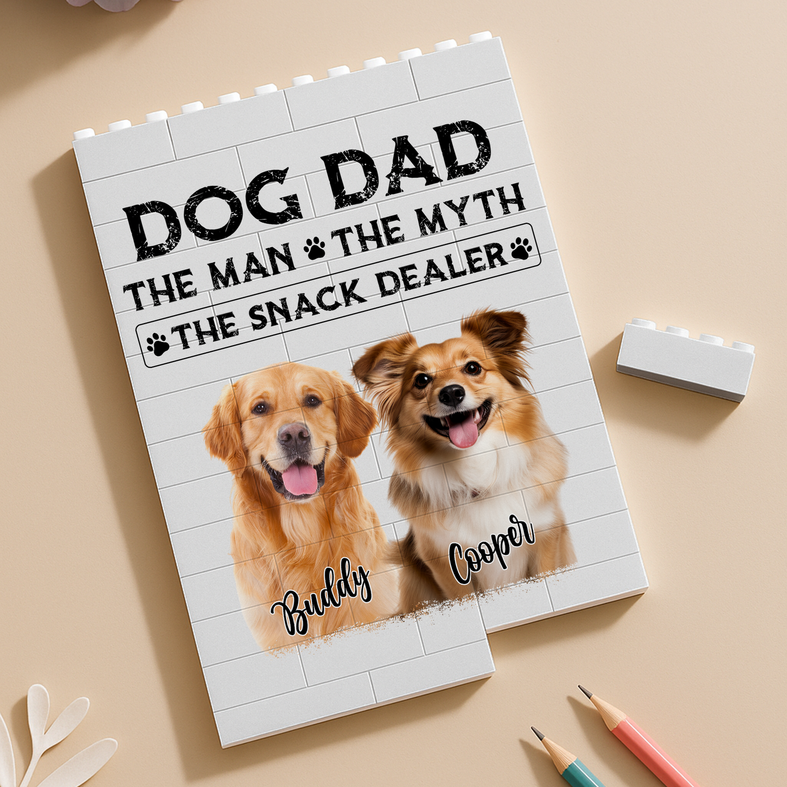 Custom Photo Dog Dad The Man The Myth The Snack Dealer Building Block CH07 910796