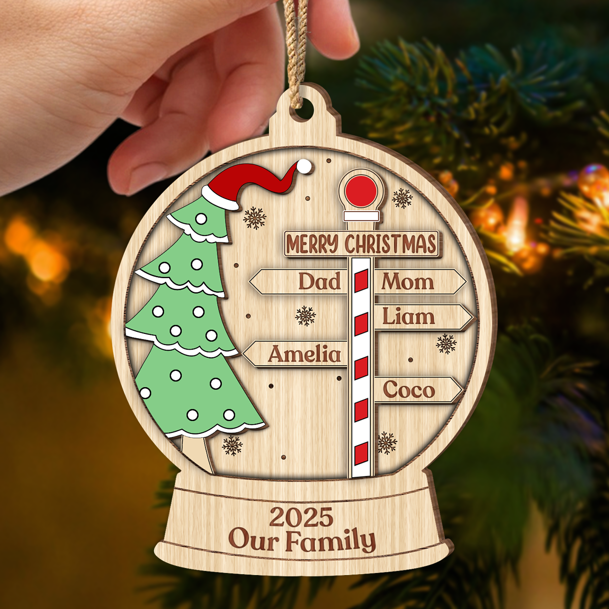 Custom Name Family Personalized Christmas 2 Layer Wooden Ornament HA75 892958