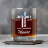 Custom Family Name Patriotic American, 250 Years of Blessing God Whiskey Glass LM32 899017