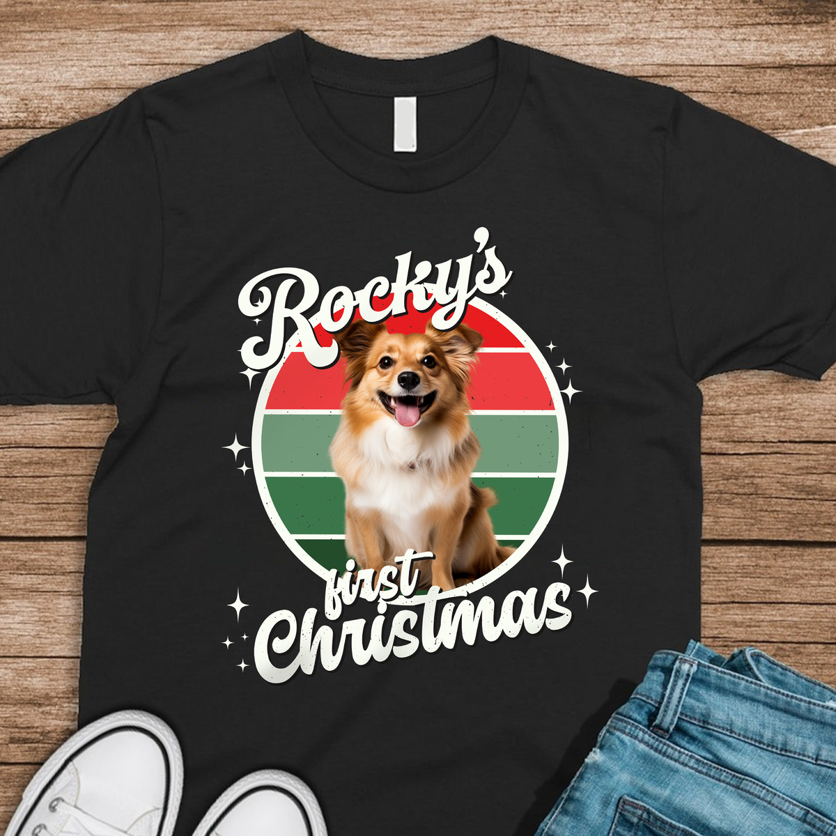 Custom Dog Photo And Name First Christmas Shirt For Dog Lover TH10 896627