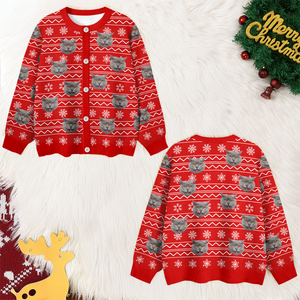 Custom Photo Christmas Ugly Cardigan For Cat Lover TH10 896579