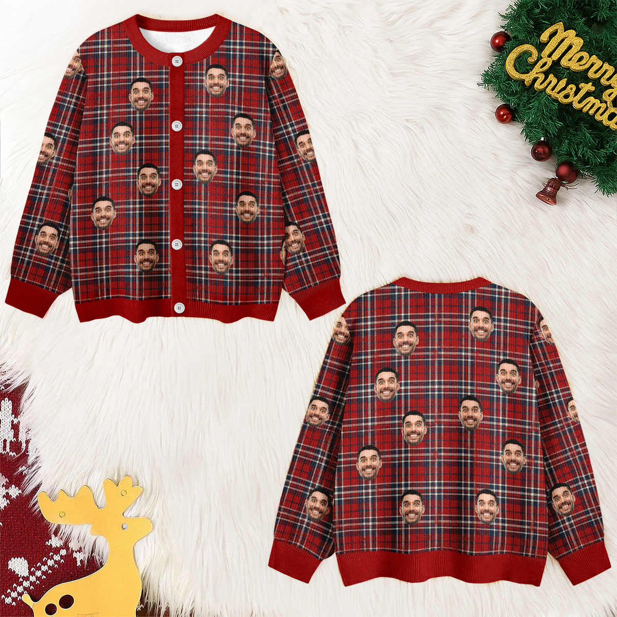Custom Family Photo Christmas Ugly Cardigan TH10 896581