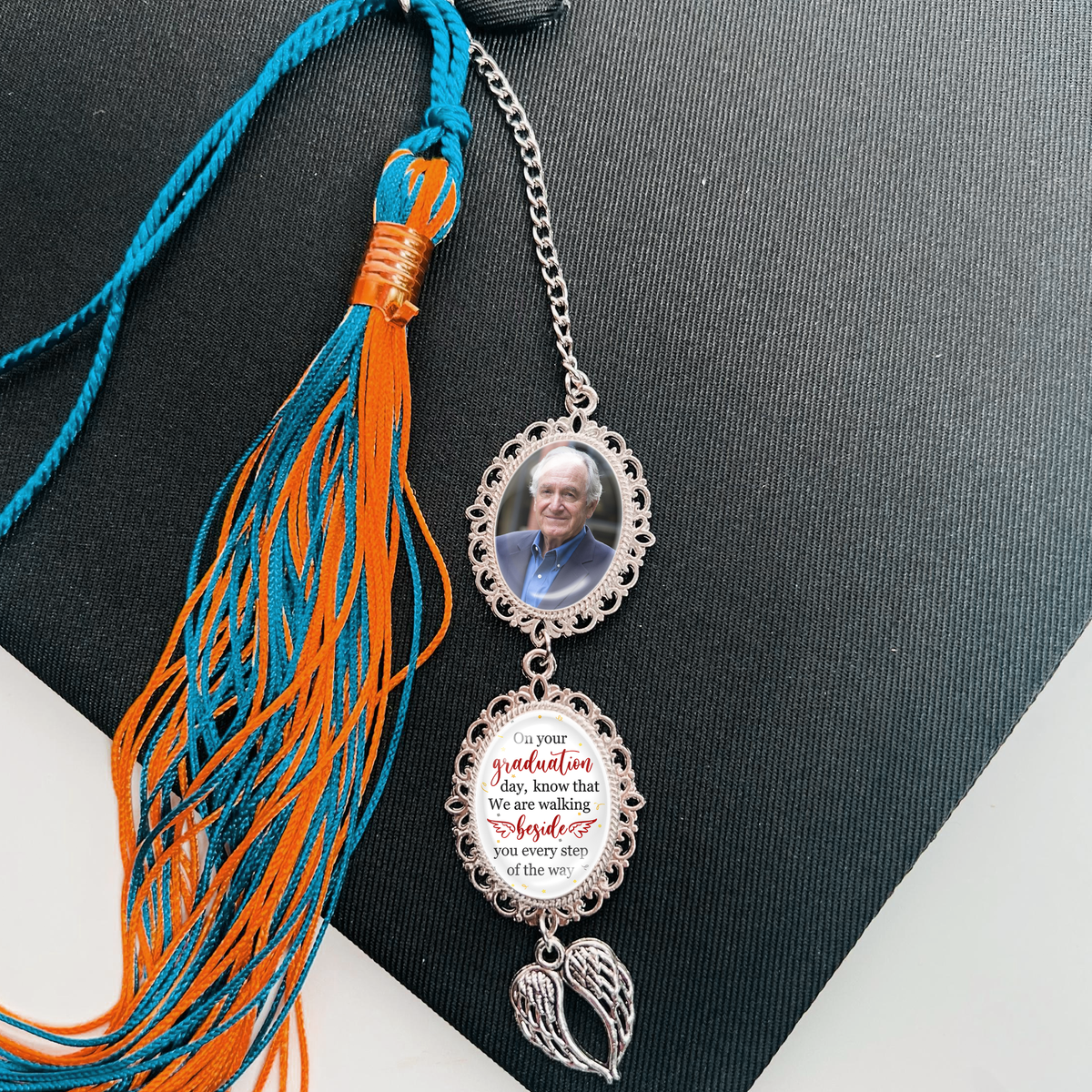 Custom Photo Graduation With Memorial Tassel Charm With Angel Wings HO82 901368