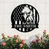 Custom Family Name US Flag With American Eagle Monogram Metal Sign LM32 897899