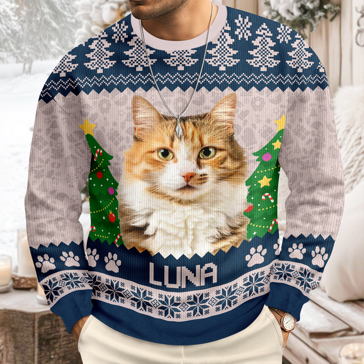 Custom Photo And Name Ugly Sweater For Cat Lover TH10 896465