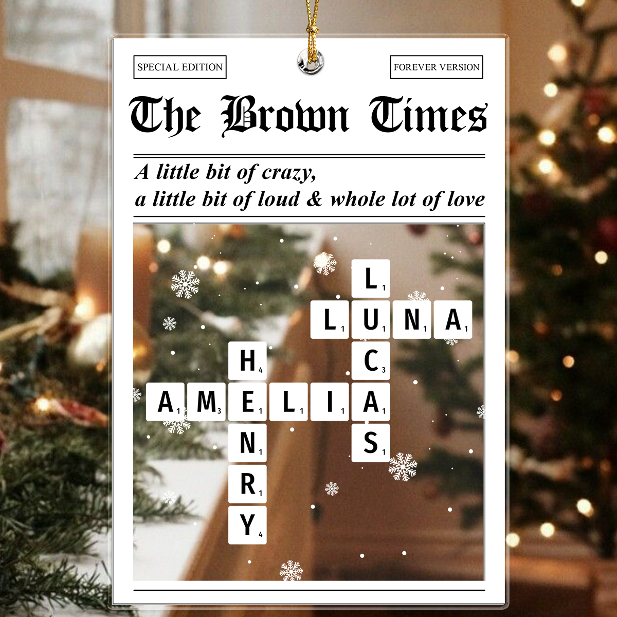 The Family Times Custom Family Name Crossword Acrylic Ornament Christmas Gift For Family CH07 899744