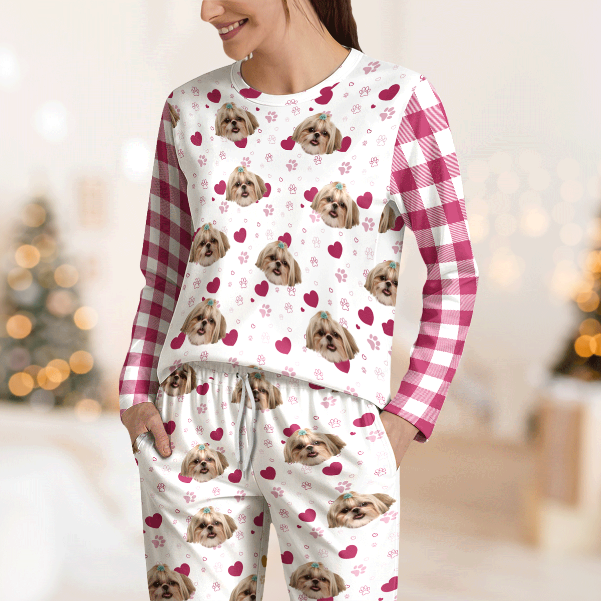 Custom Dog Photo Plaid Sleepwear Christmas Gift For Dog Lovers CH07 899646