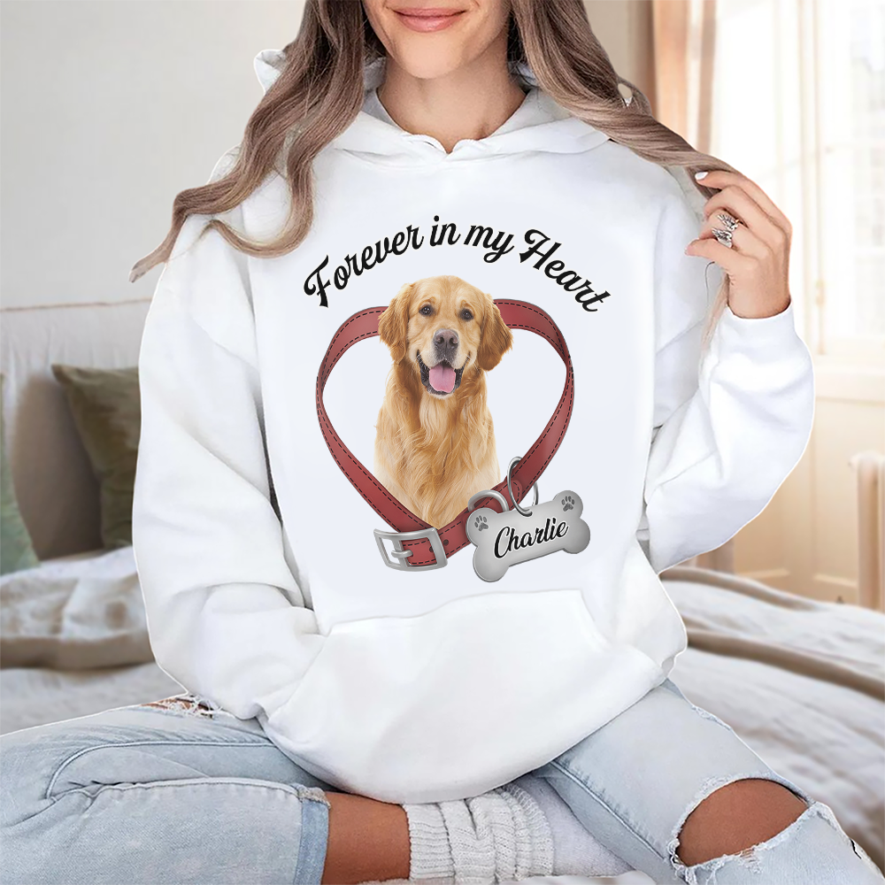 Custom Photo Forever In My Heart Dog Memorial White Shirt CH07 910810