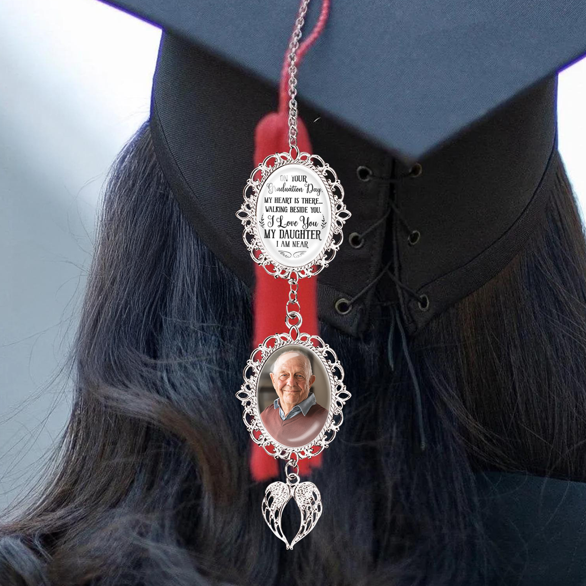 Custom Photo Graduation Tassel Charm With Angel Wings HO82 901366