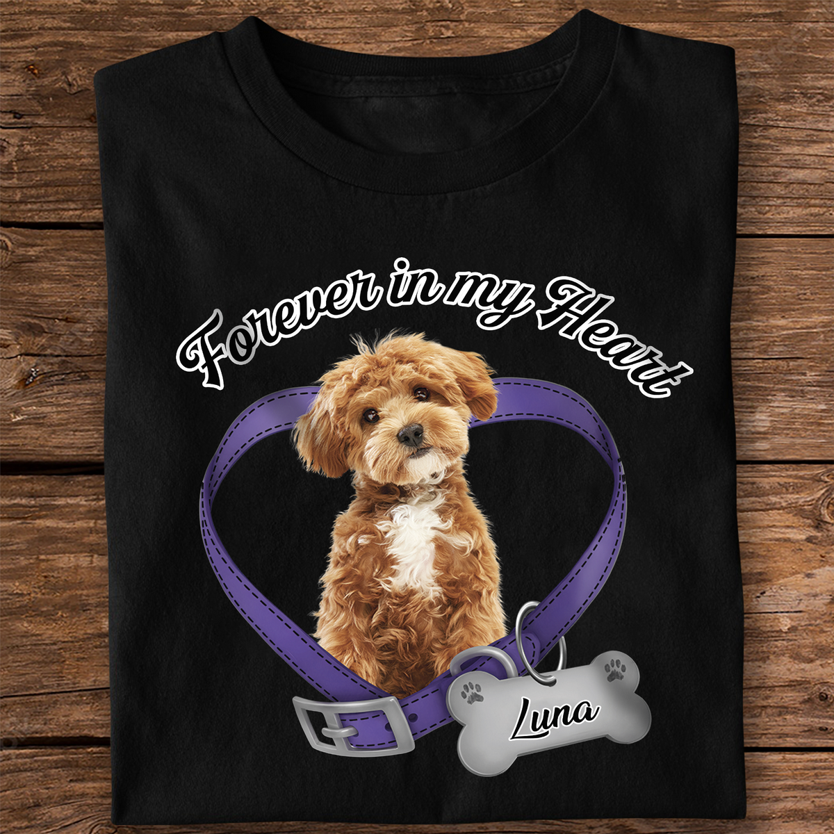 Custom Photo Forever In My Heart Dog Memorial Dark Shirt CH07 910812