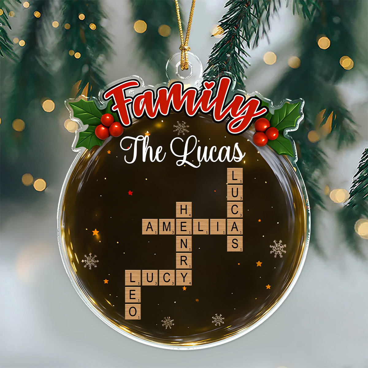 Personalized Crossword Style Family Keepsake Acrylic Ornament Christmas Gift HA75 897690