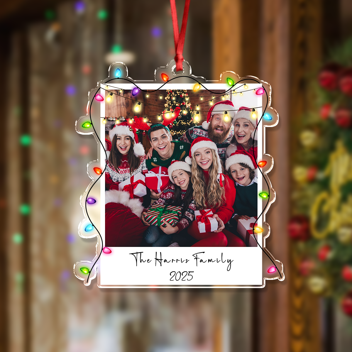 Custom Family Photo Christmas 2025 Light Acrylic Ornament LM32 895741