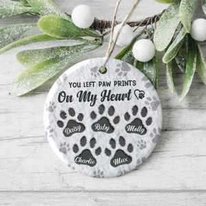 You Left Paw Prints On My Heart Personalized Ceramic Ornament For Dog Lovers HA75 897858