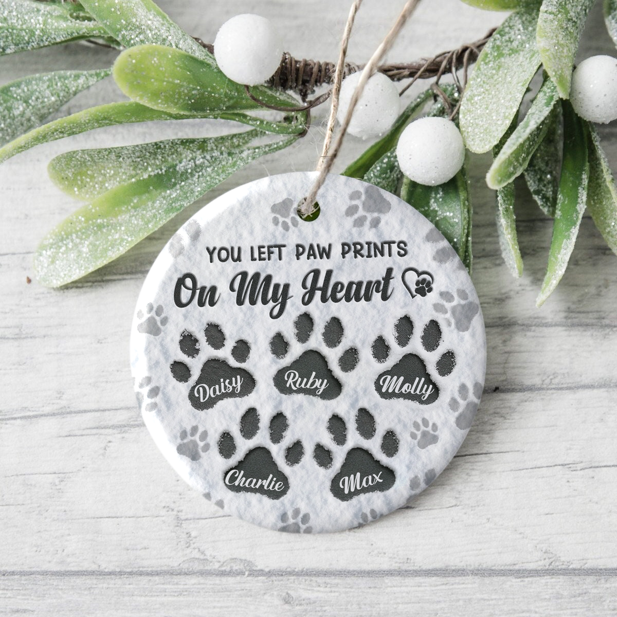 You Left Paw Prints On My Heart Personalized Ceramic Ornament For Dog Lovers HA75 897858