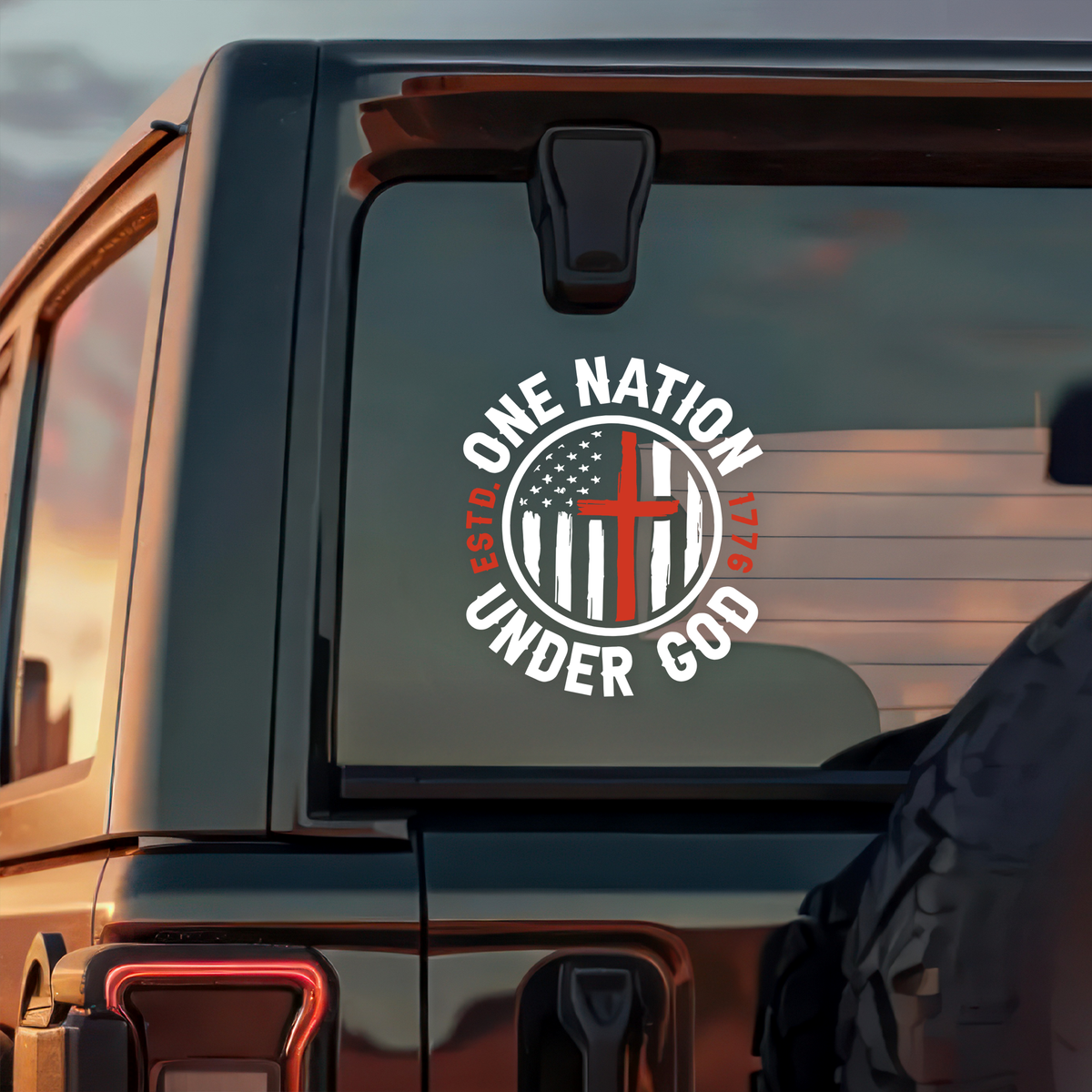 One Nation Under God Patriotic USA Car Window Decal Sticker HA75 898988