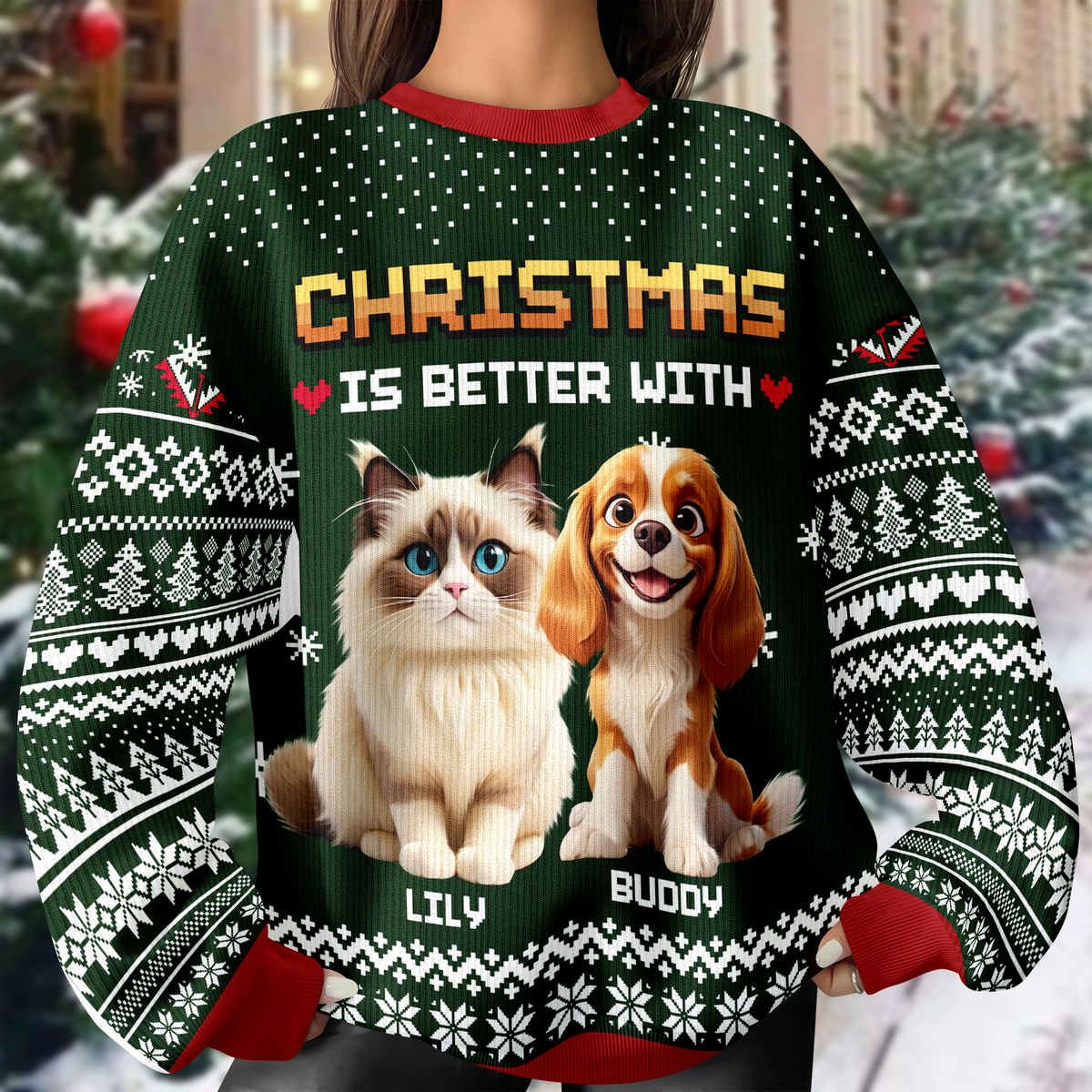 Personalized Christmas Better With Dog Cat Ugly Sweater CH07 899900