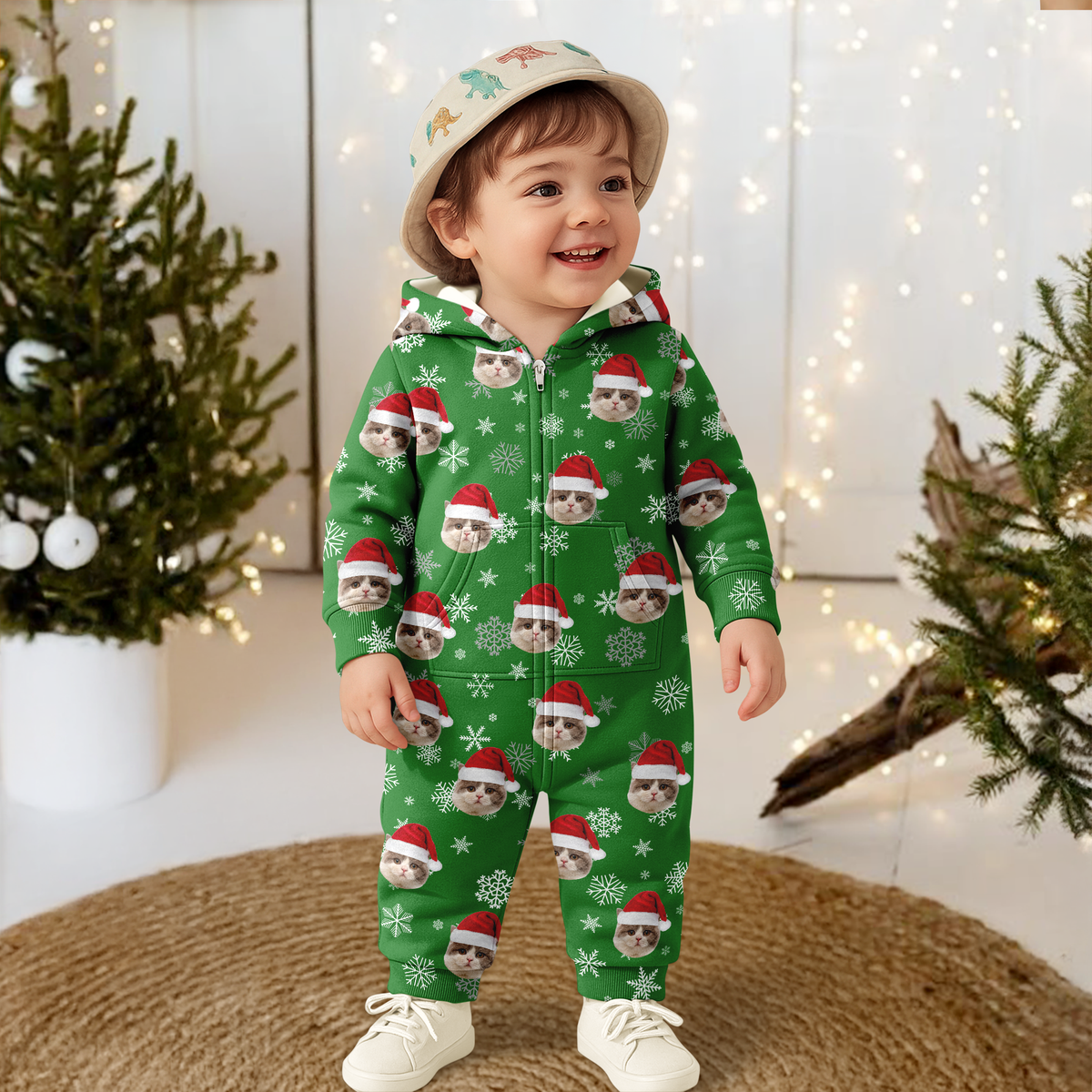 Custom Cat Photo Santa Christmas Onesie Pajamas CH07 899308