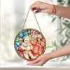 Custom Potrait Photo Grandparents With Kid Family Stained Glass Suncatcher, Mother's Day Gift LM32 899257