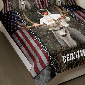 Custom Photo Deer Hunting Quilt Bedding Set For Hunting Lovers LM32 897287