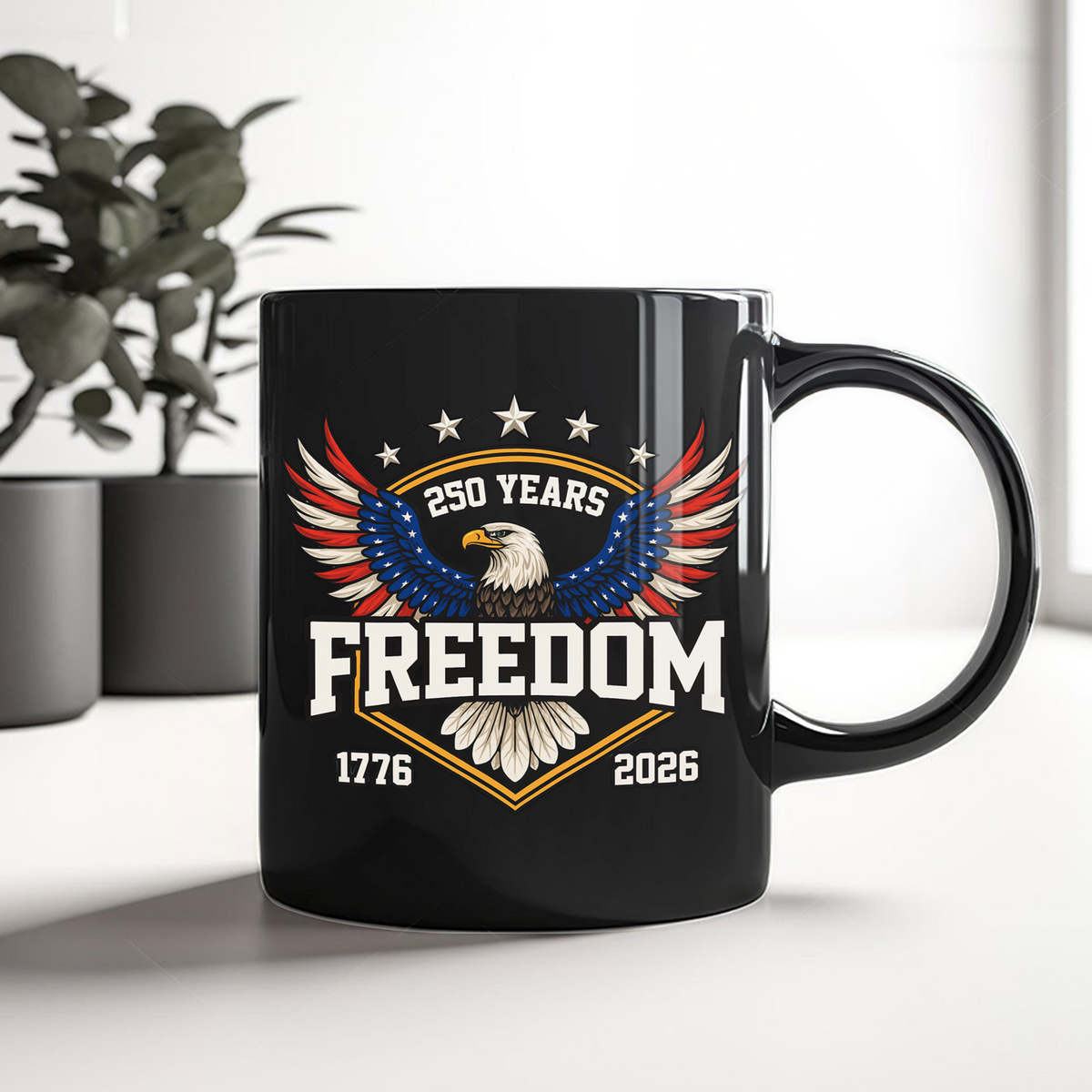America 250 Years of Freedom 1776–2026 Anniversary Black Mug HA75 898806