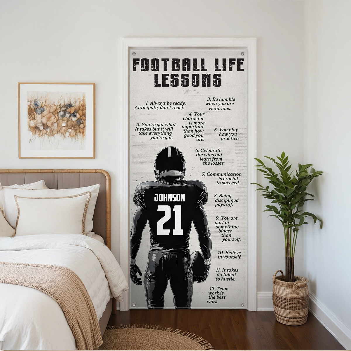 Football Life Lessons - Personalized Door Cover Gift for Football Lover CH07 899262