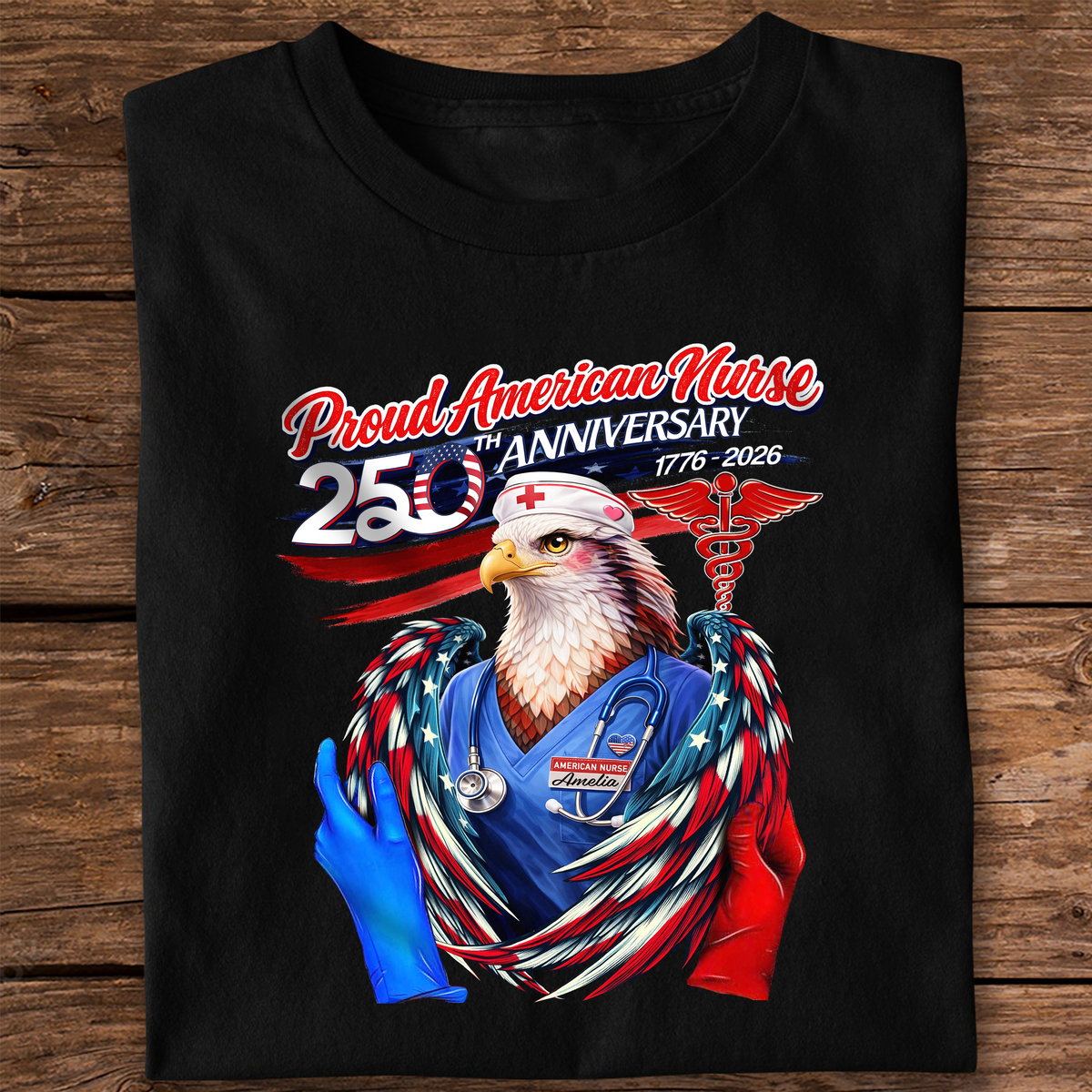 Personalized Name Proud American Nurse 250th Anniversary Dark Shirt LM32 899043