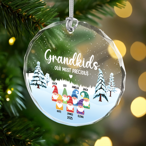 Personalized Christmas Gnome Glass Ornament For Grandkids TH10 894967