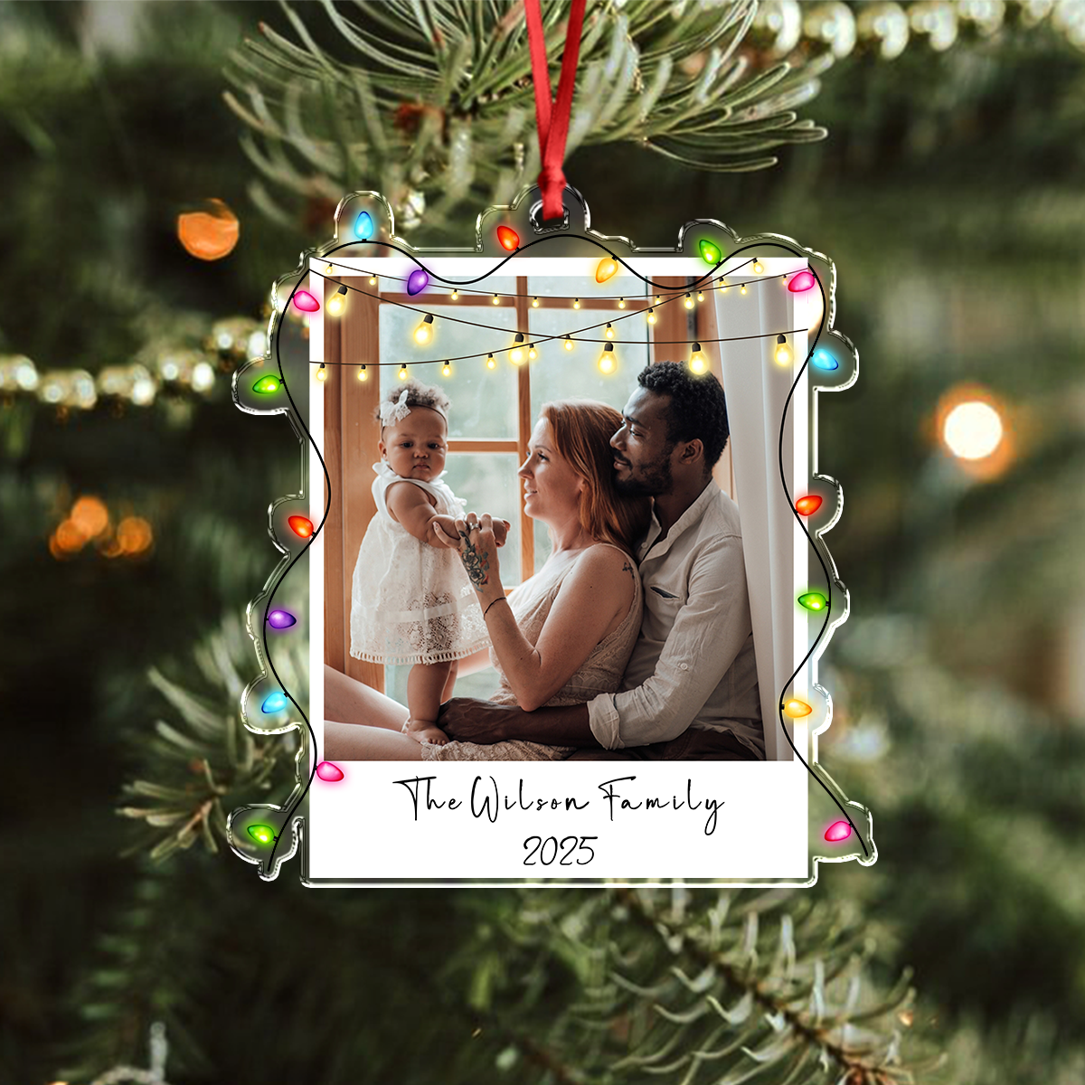 Custom Family Photo Christmas 2025 Light Acrylic Ornament LM32 895741