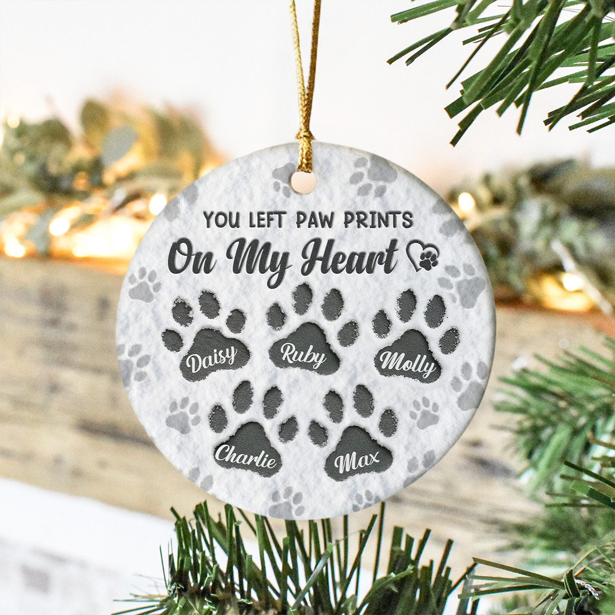 You Left Paw Prints On My Heart Personalized Ceramic Ornament For Dog Lovers HA75 897858