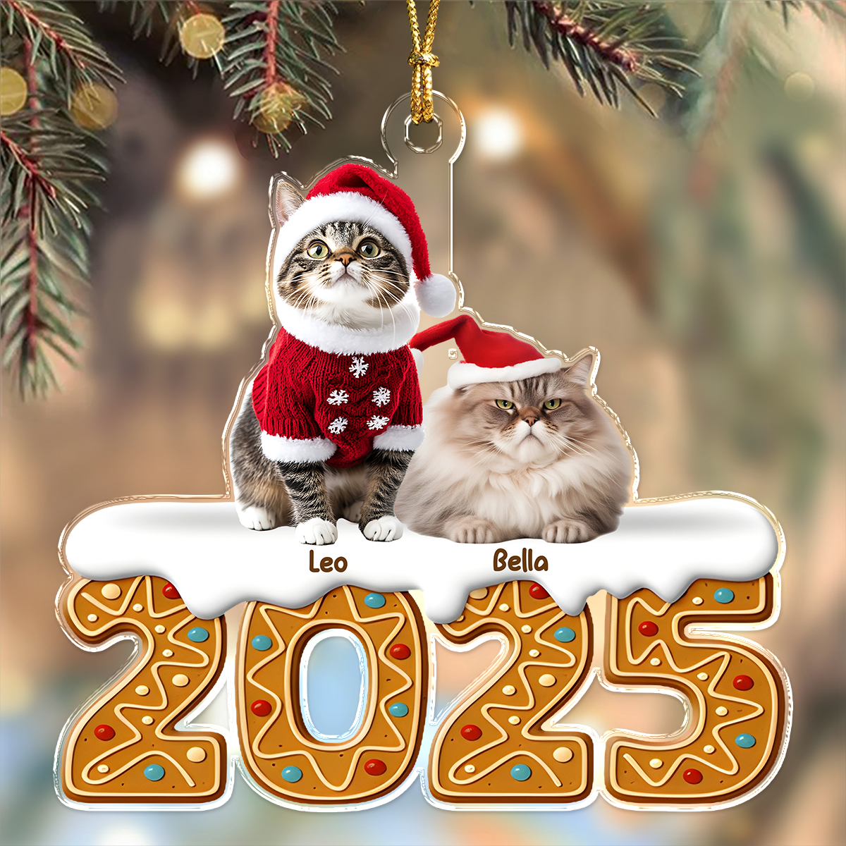 Custom Photo Cat Acrylic Ornament Christmas Gifts For Cat Lovers HA75 897856