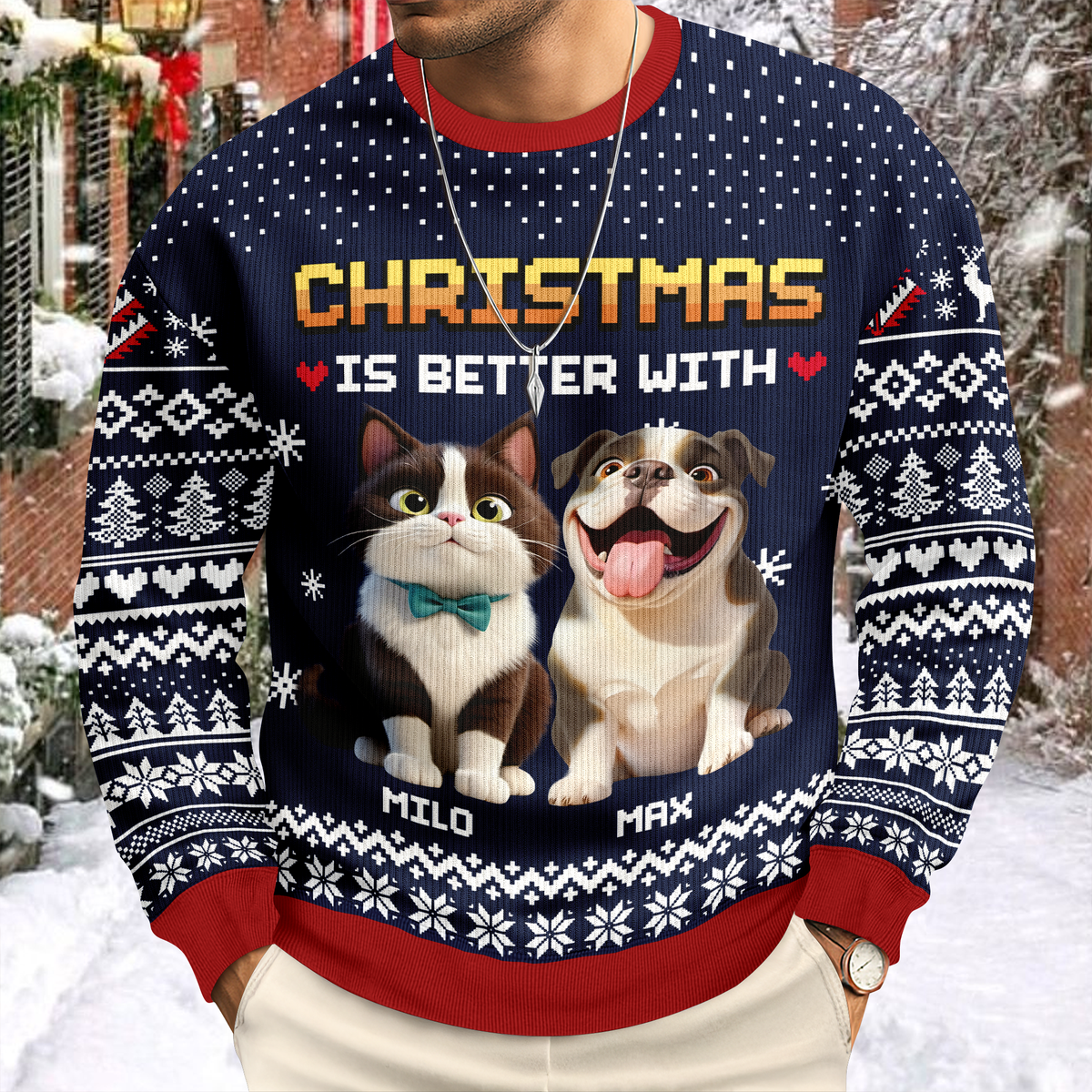 Personalized Christmas Better With Dog Cat Ugly Sweater CH07 899900