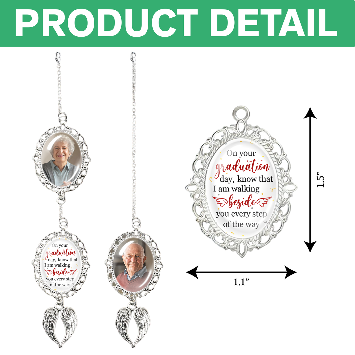 Custom Photo Graduation With Memorial Tassel Charm With Angel Wings HO82 901368