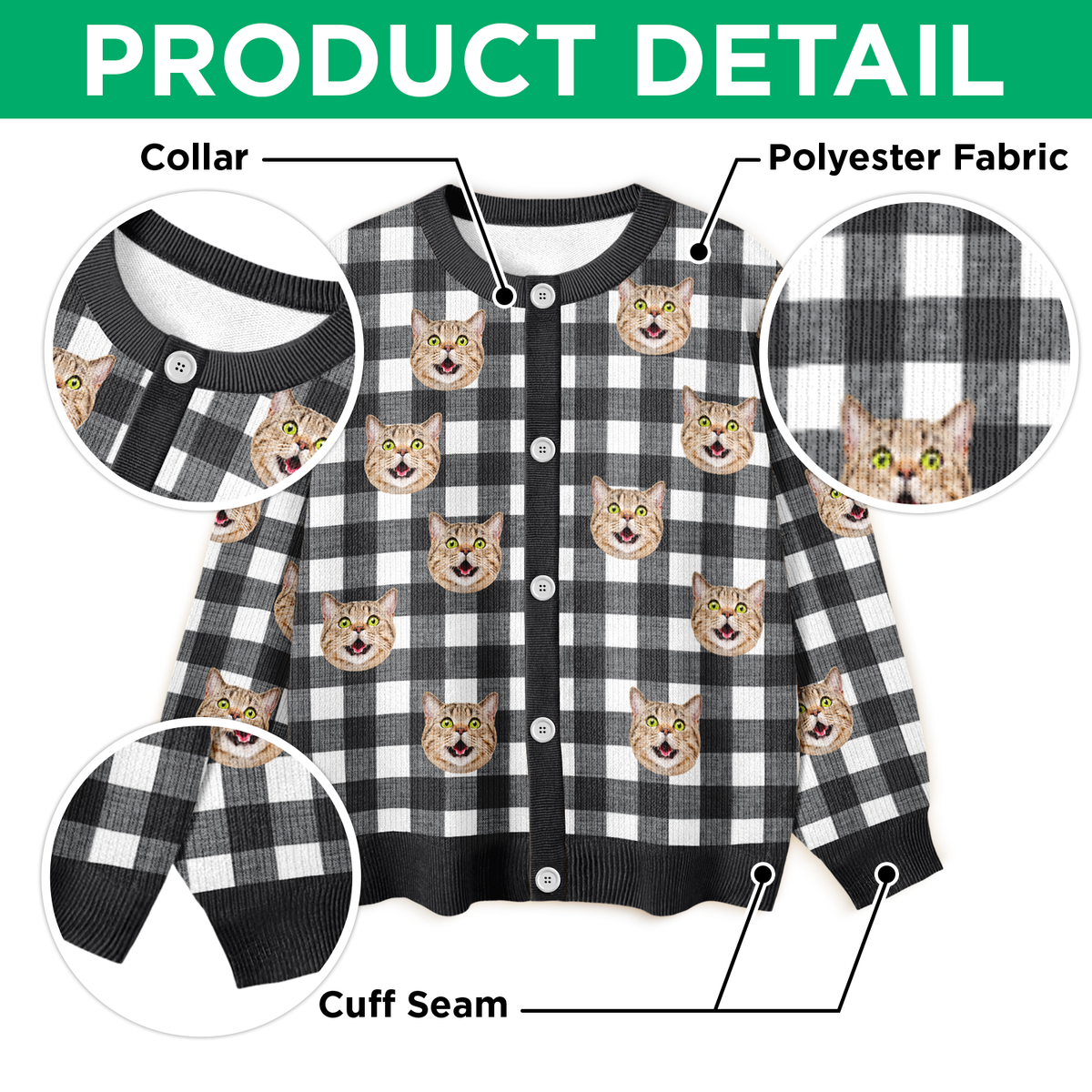 Custom Photo Christmas Ugly Cardigan For Cat Lover TH10 896579