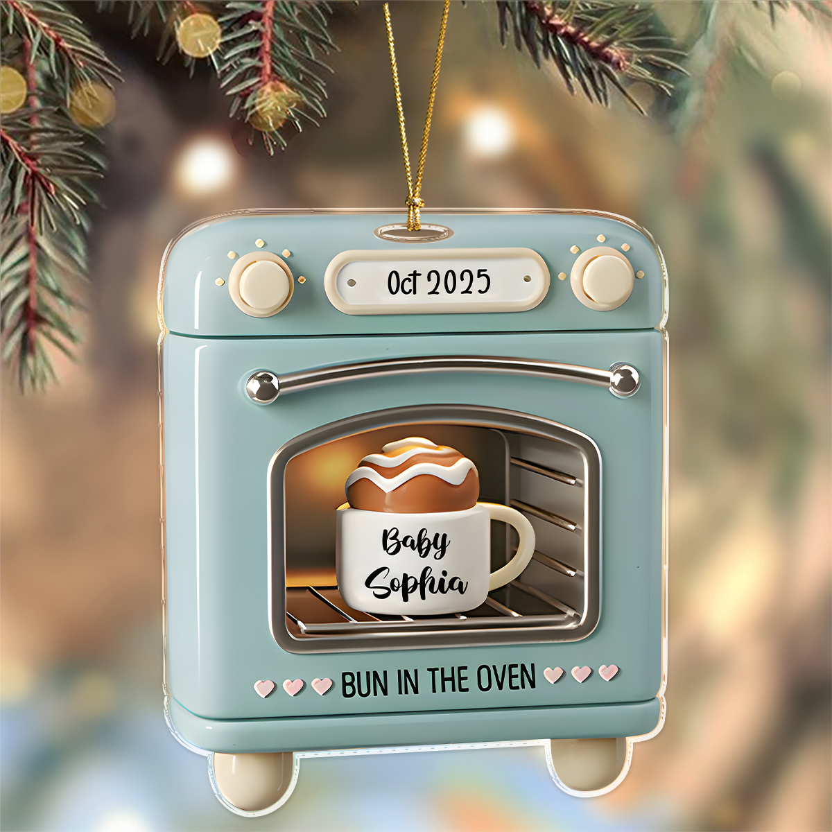 Custom Baby Name Bun In The Oven Acrylic Ornament TH10 896763