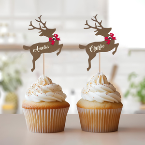 Custom Name Reindeer Cupcake Toppers For Christmas TH10 894755