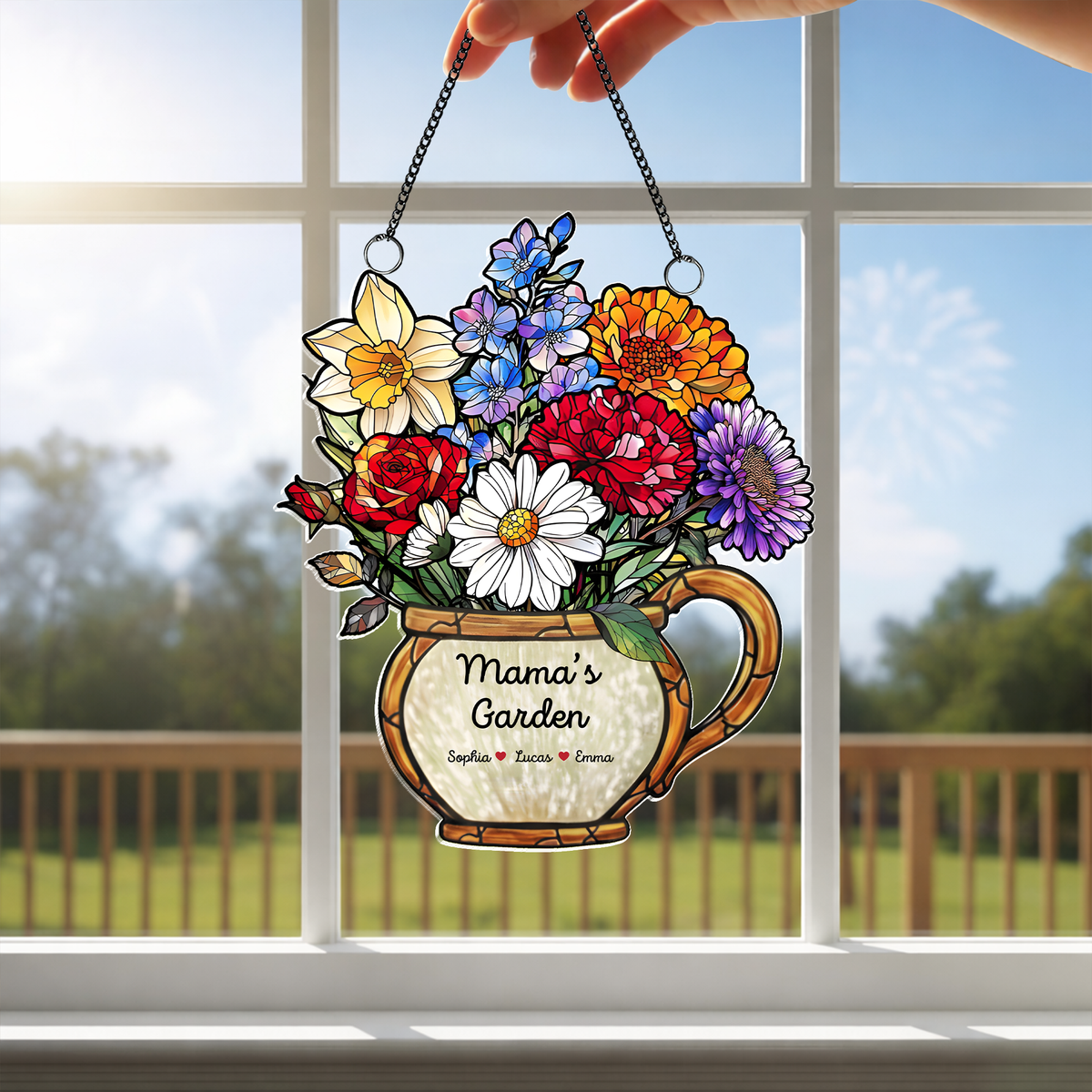 Personalized Name Birth Month Flower Grandma's Garden Acrylic Suncatcher LM32 899259