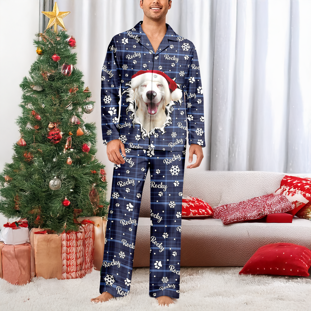 Custom Puppy Photo Funny Christmas Pajamas Gift For Dog Mom Dog Dad CH07 896520