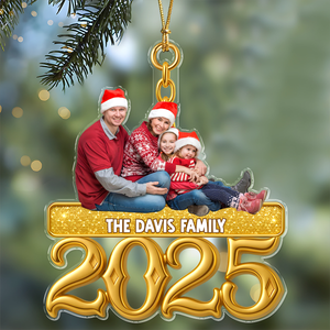 Custom Photo Golden Family 2025 - Personalized Acrylic Ornament LM32 895965