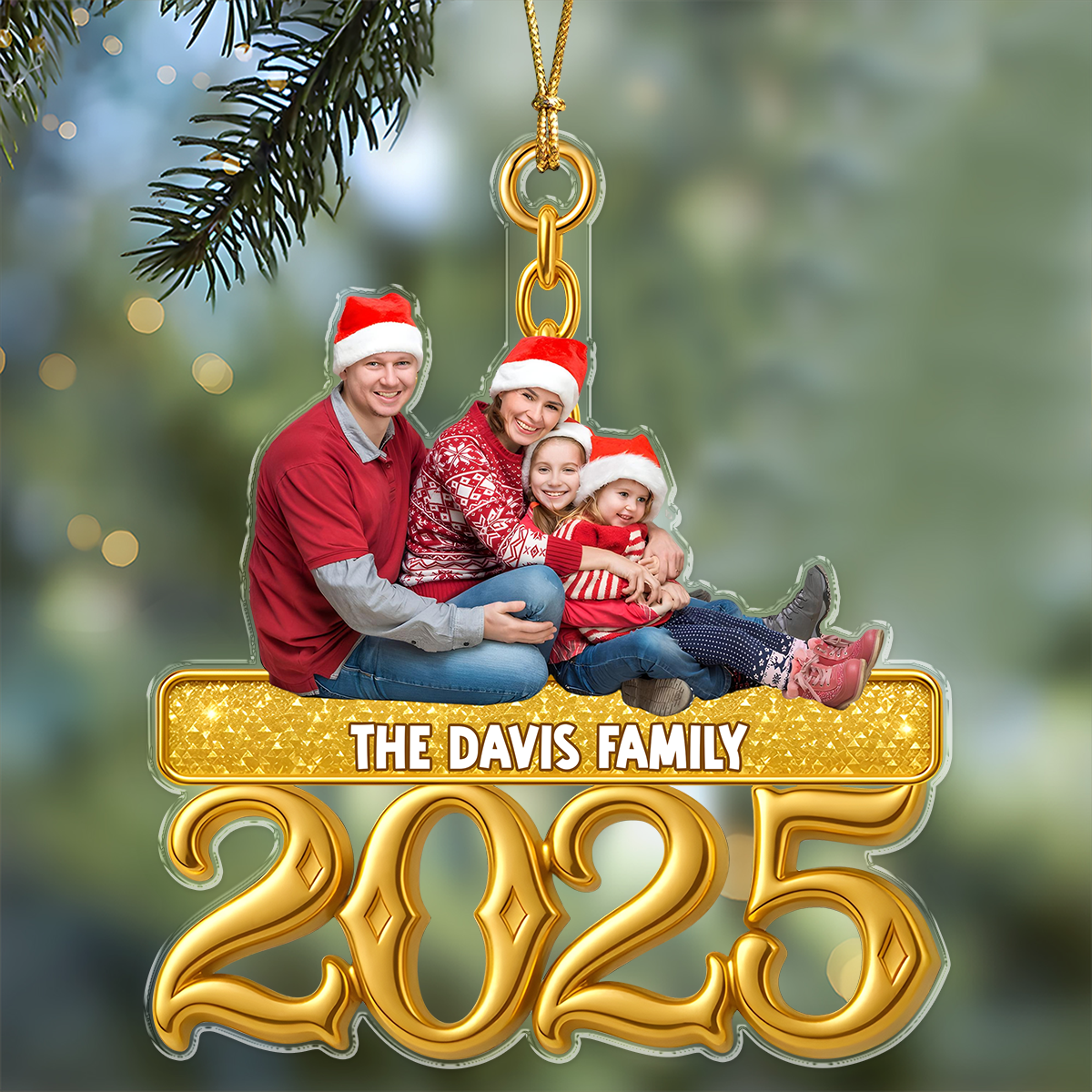 Custom Photo Golden Family 2025 - Personalized Acrylic Ornament LM32 895965