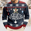 Custom Photo Stop Staring At My Package - Personalized Ugly Sweater LM32 895907