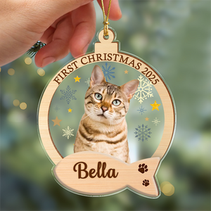 Custom Photo Cat First Christmas Wood And Acrylic Ornament HA75 897838